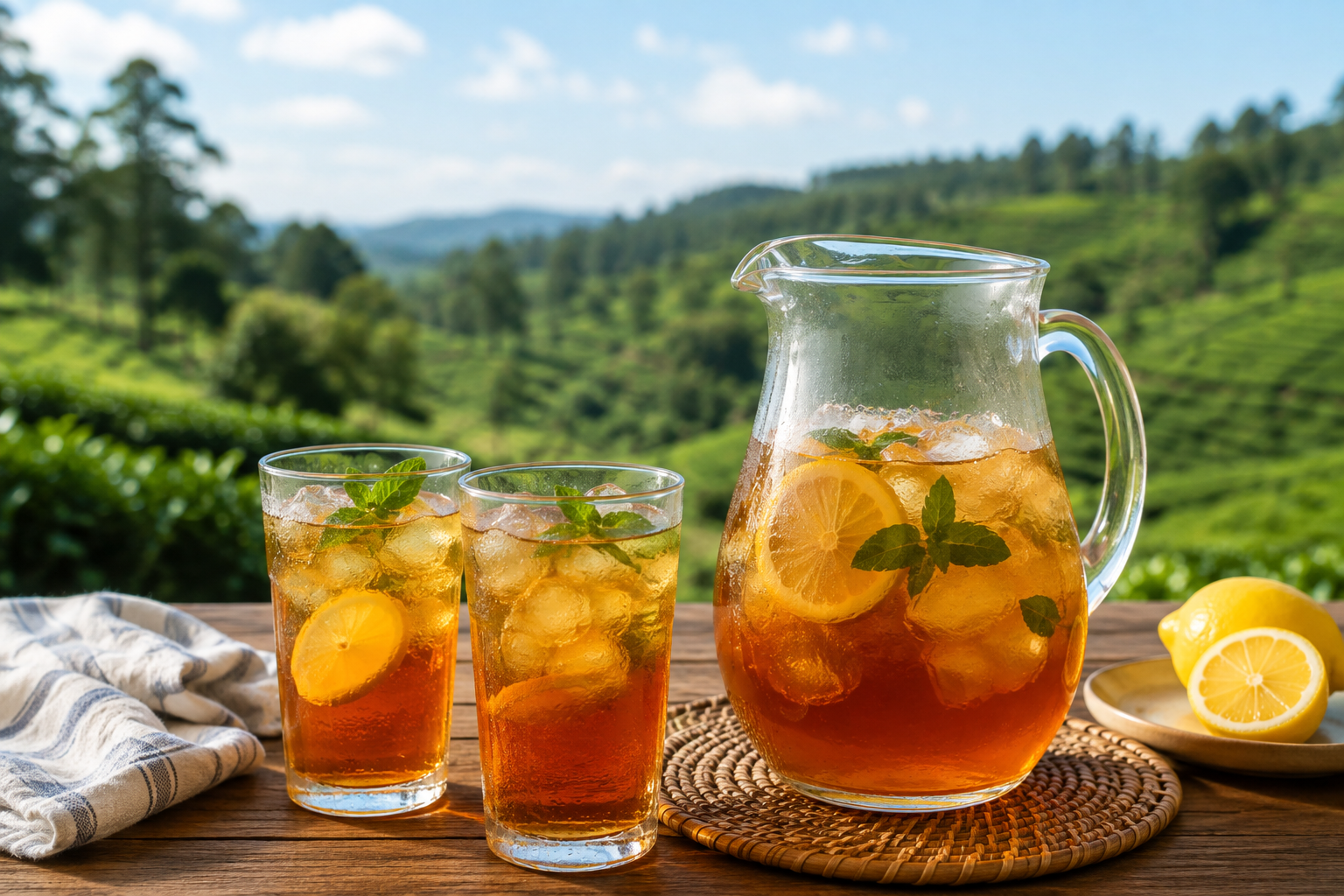 Iced Ceylon tea served cold